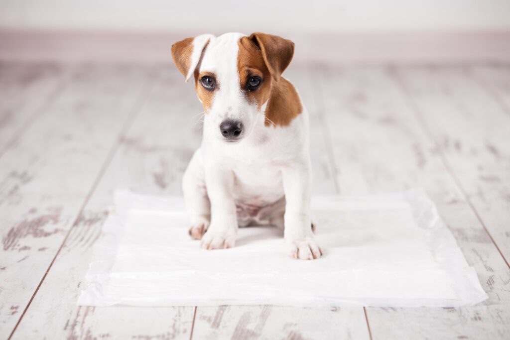 Cachorro sentado no chão olhando para cima

Descrição gerada automaticamente